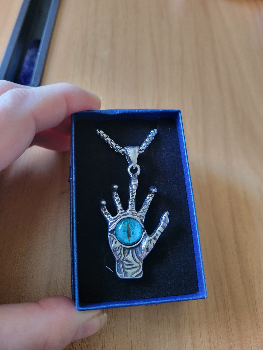 🧋NEW🧋Stainless Steel Blue Eye Hand Pendant Necklace
